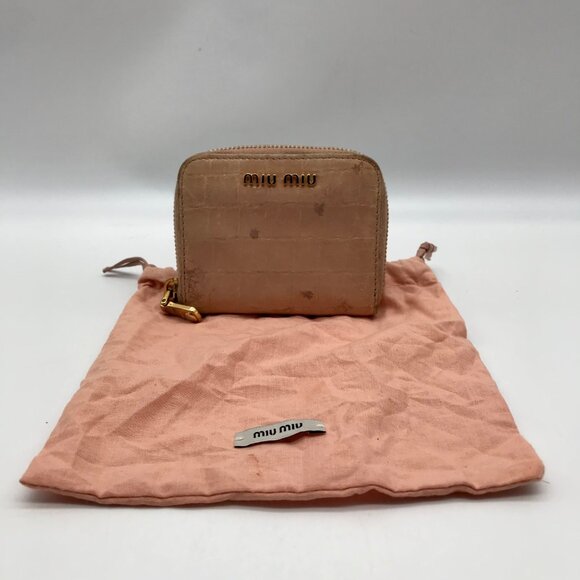 Mui Mui Beige Crocodile Print Bi-Fold Wallet - Picture 11 of 11